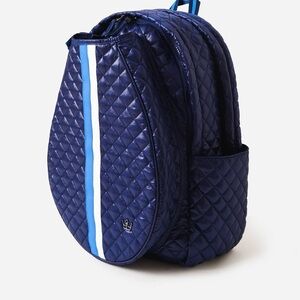 Oliver Thomas Quilted Backpack in Navy with Stripes